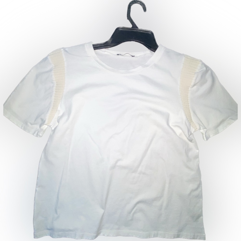 ZARA basics white tee with shoulder detailing